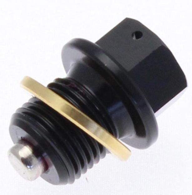 Dop magnetic de scurgere ulei TECNIUM - aluminiu negru M12x1,5x13 - 1009716 (pentru motociclete)