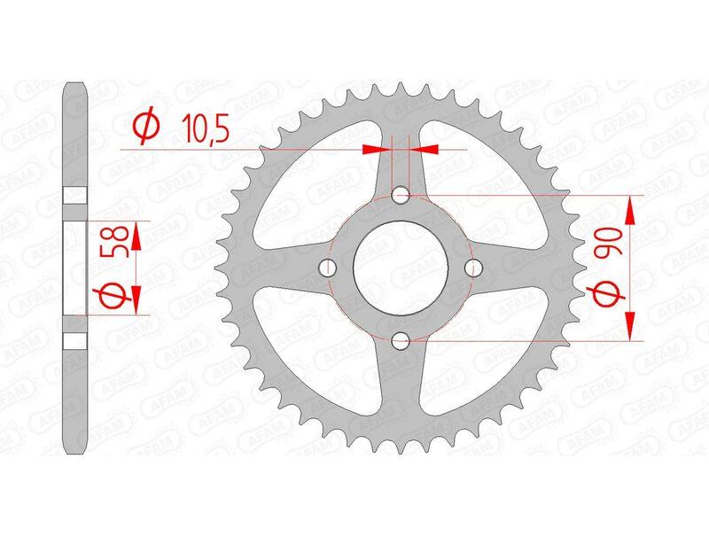 Pinion spate standard din oțel AFAM 10221 - 520 - 41 dinți (moto)