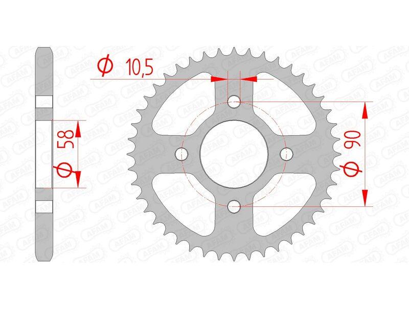 Pinion spate din oțel AFAM 10236 - 428 - 44 dinți (moto)