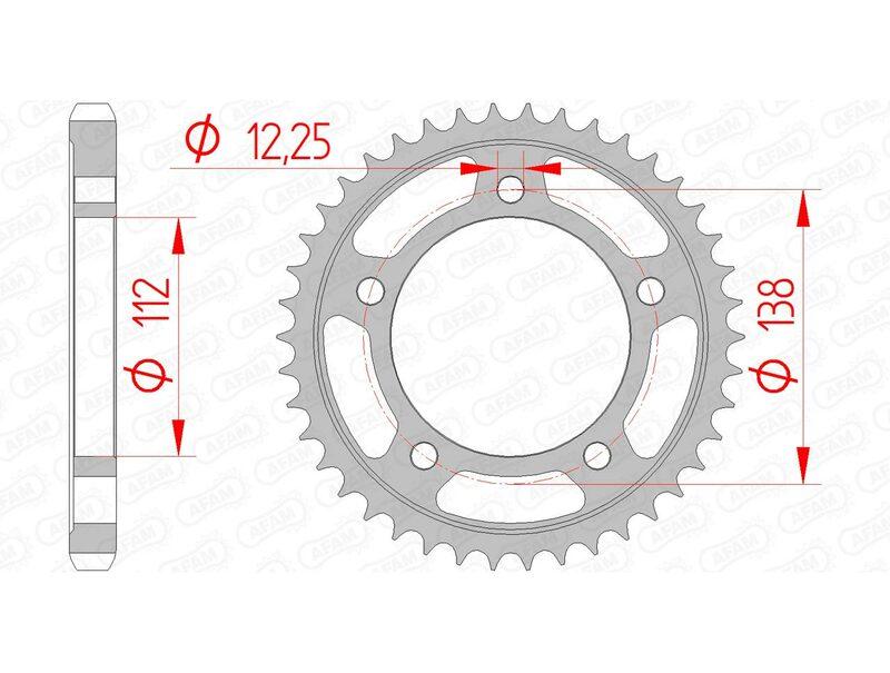 Pinion spate din oțel AFAM 10508 - 530 - 10508-44 pentru motociclete