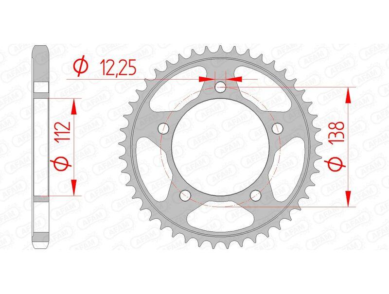 Pinion spate din oțel standard AFAM 10613 - 525 - 10613-43 pentru motociclete