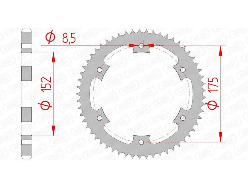 Pinion spate din oțel pentru motocicletă AFAM 12207 - 428 - 12207-57