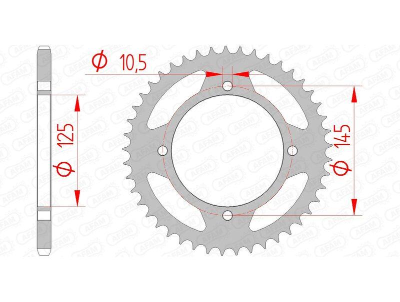 Pinion spate standard din oțel AFAM 12505 - 520 - 45 dinți (moto)