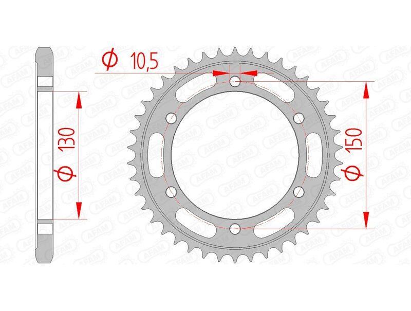 Pinion spate din oțel AFAM 12606 - 525 - 42 dinți (moto)