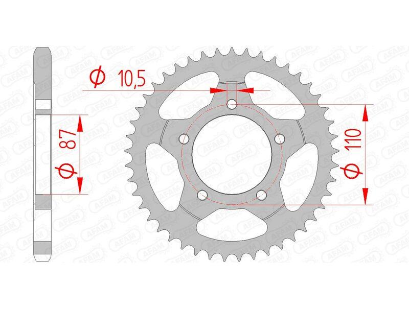Pinion spate standard din oțel AFAM 14404 - 525 - 14404-44 pentru motociclete.