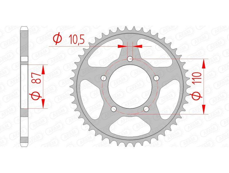 Pinion spate standard din oțel AFAM 14405 - 520 - 46 dinți pentru motociclete