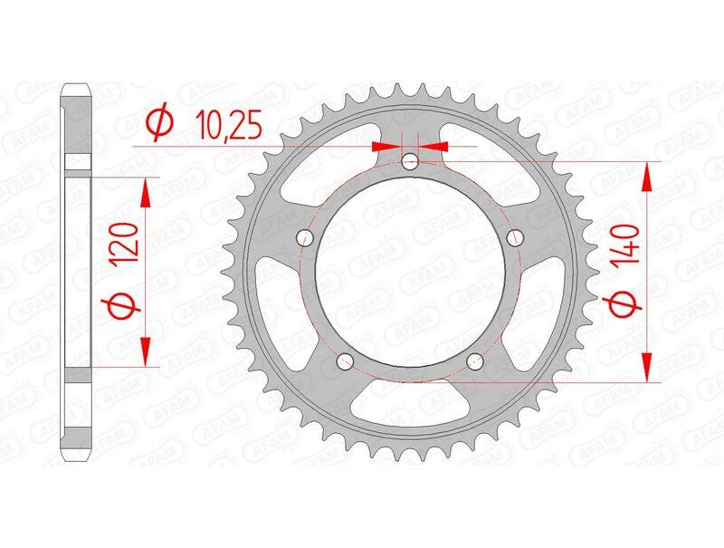 Pinion spate standard din oțel AFAM 14604 - 525 - 42 dinți pentru motocicletă