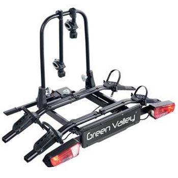 Suport biciclete auto GREEN VALLEY E-BIKE Explorer 160674GV, montare pe cârlig de remorcare, cu semnalizare, aluminiu și plastic, negru