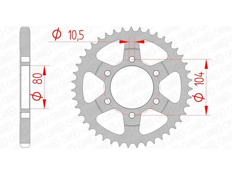 Pinion spate din oțel standard AFAM 16610 - 525 - 43 (moto)