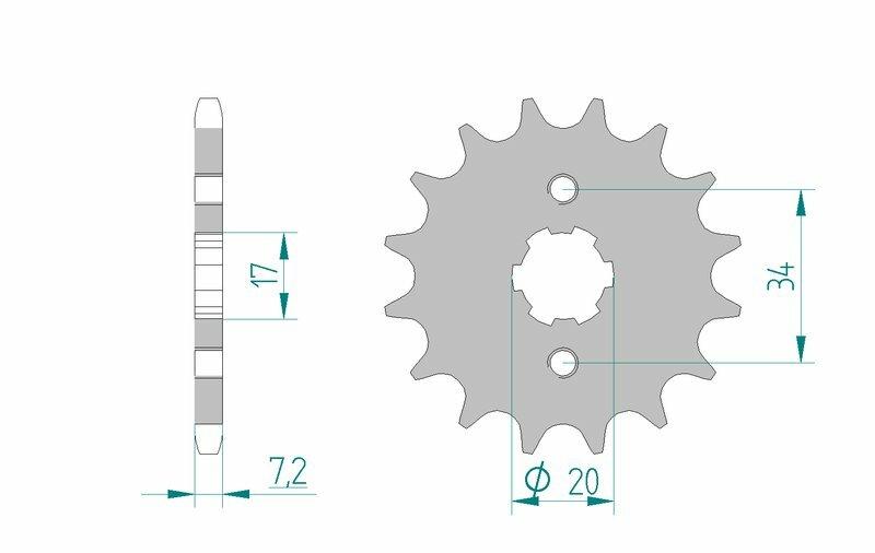 Pinion față din oțel standard AFAM 20209 - 428 - 20209-15 pentru motociclete.
