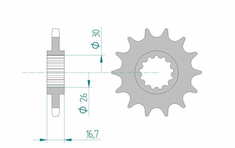 Pinion față standard din oțel AFAM 20612 - 525 - 15 dinți (pentru motociclete)