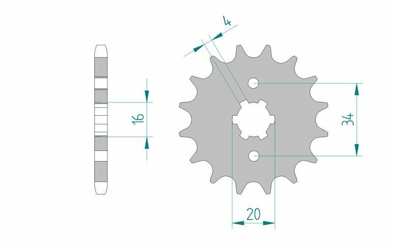 Pinion față din oțel AFAM 21200 - 428 - 16 dinți (pentru motociclete)