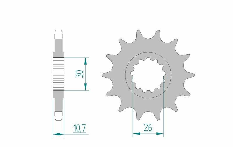 Pinion față standard din oțel AFAM 21607 - 525 - 16 dinți (moto)