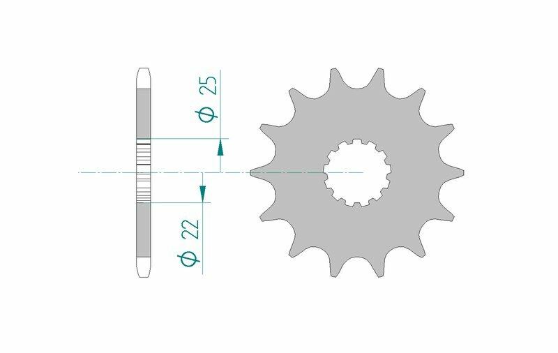 Pinion față din oțel standard AFAM 27500 - 520 - 27500-15 (pentru motociclete)