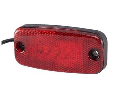 Lampa de poziție cu semnalizare LED HELLA 2TM 357 008-021, 2+1 W, 111x22 mm, cablu de 480 mm, lentilă roșie