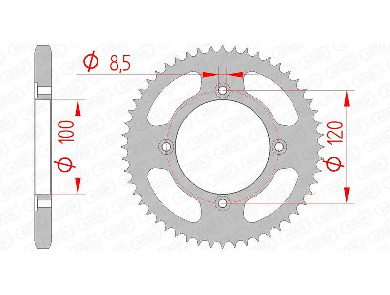 Pinion spate standard din oțel AFAM 38200 - 428 - 63 dinți (pentru motocicletă)