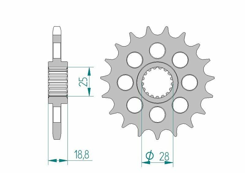 Pinion față standard din oțel AFAM 61602 - 525 - 19 dinți (moto)