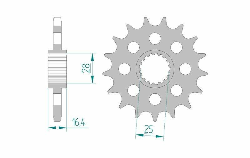 Pinion față din oțel standard AFAM 61800 - 525 - 17 dinți (pentru motociclete)