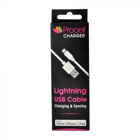Cablu de telefon PROCELL 6420628020602AE, USB la Lightning MFI, culoare albă, lungime 1 metru