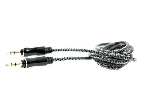 Cablu audio Jack 3.5 mm LEMONTTI, negru, 1 metru, cu împletitură textilă