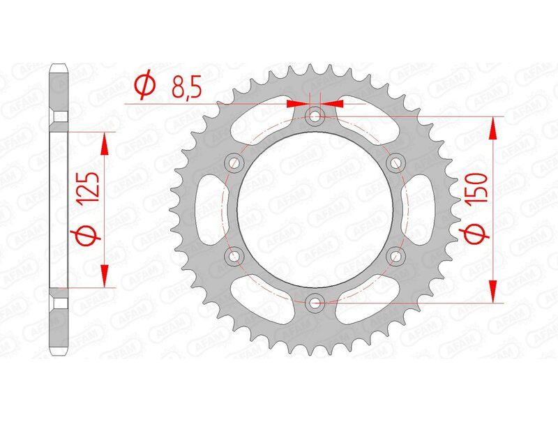 Pinion spate din oțel AFAM 71304 - 520 - 42 dinți (pentru motociclete)