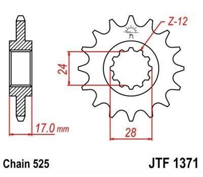 7261308M Pinion Lanț Motomike 14 Dinți JTF1371