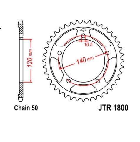 7276645M ATT Motomike Pinion Lanț Mare 42 Dinți JTR1800, Moto Suzuki GSF Bandit (2006 - 2010)