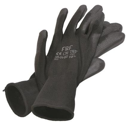 Mănuși de lucru cu strat din poliuretan WD40 Bunting Black Eco, culoare neagră, mărimea M/8