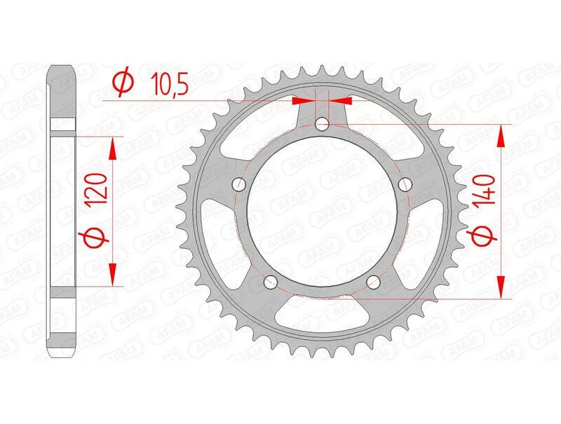 Pinion spate standard din oțel AFAM 86603 - 530 - 44 dinți (moto)