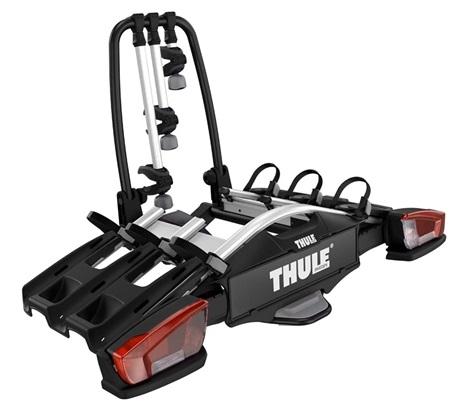 Suport pentru biciclete THULE VeloCompact 926002, montare pe cârligul de remorcare, capacitate maximă 60 kg, conexiune electrică 13 pini, pentru 3 biciclete.