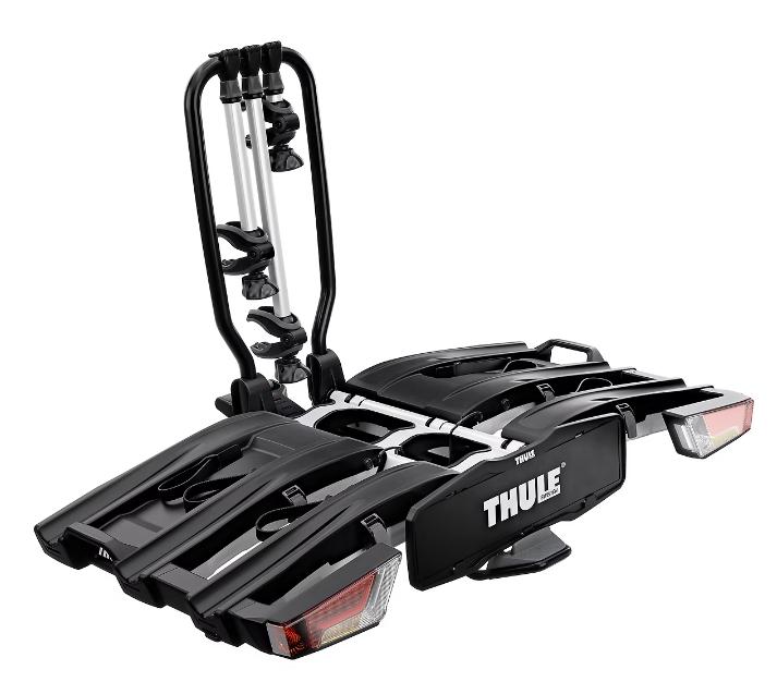 Suport pentru biciclete Thule EasyFold XT F 966500, montare pe cârlig de remorcare, alimentare 13 pini, capacitate de încărcare 66 kg, pentru 3 biciclete