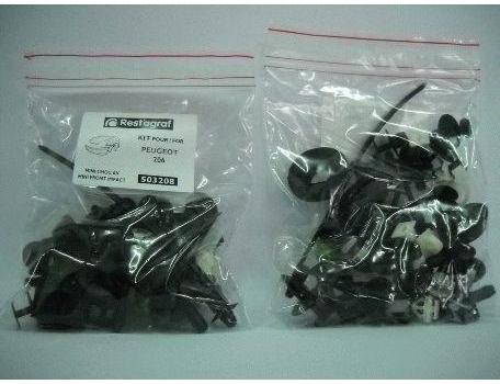 Set clipsuri de montaj pentru bara față și aripi RESTAGRAF A503208, plastic, negru, compatibile cu Peugeot 206