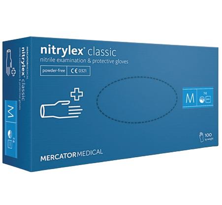 Set 100 mănuși de protecție din nitril MERCATOR Nitrylex, mărime XL, culoare albastră