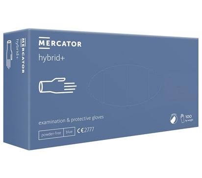 Set 100 mănuși de protecție vinil/nitril MERCATOR Hybrid AD-00-0021, mărime S, culoare albastră