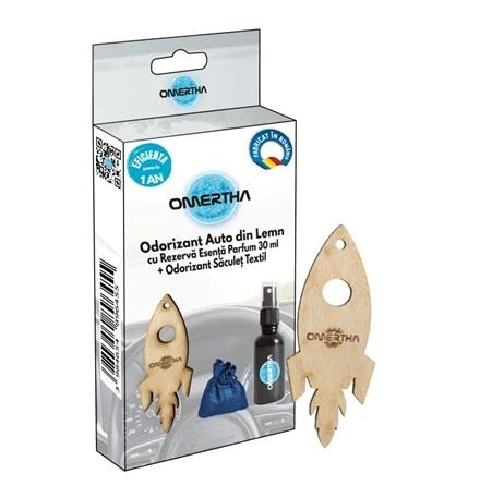 Odorizant auto OMERTHA OME83, rachetă din lemn, sticluță 30 ml, parfum Million