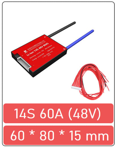 BMS pentru baterie Li-ion 14S 60A (48V)