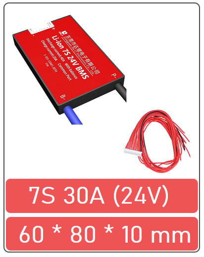 Placă BMS pentru baterie Li-ion 7S 30A (24V)