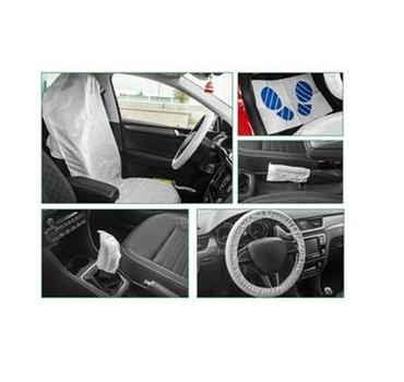 Set de huse de protecție auto Garage Meister GM50916, 5 piese: huse pentru volan, scaun, schimbător de viteze, frână de mână și covoraș, ambalate individual