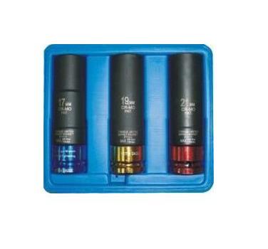Set de 3 Chei Tubulare pentru Jante din Aliaj Garage Meister GM6288K, Patrat de Antrenare 1/2 Inch, Dimensiuni 17, 19, 21 mm