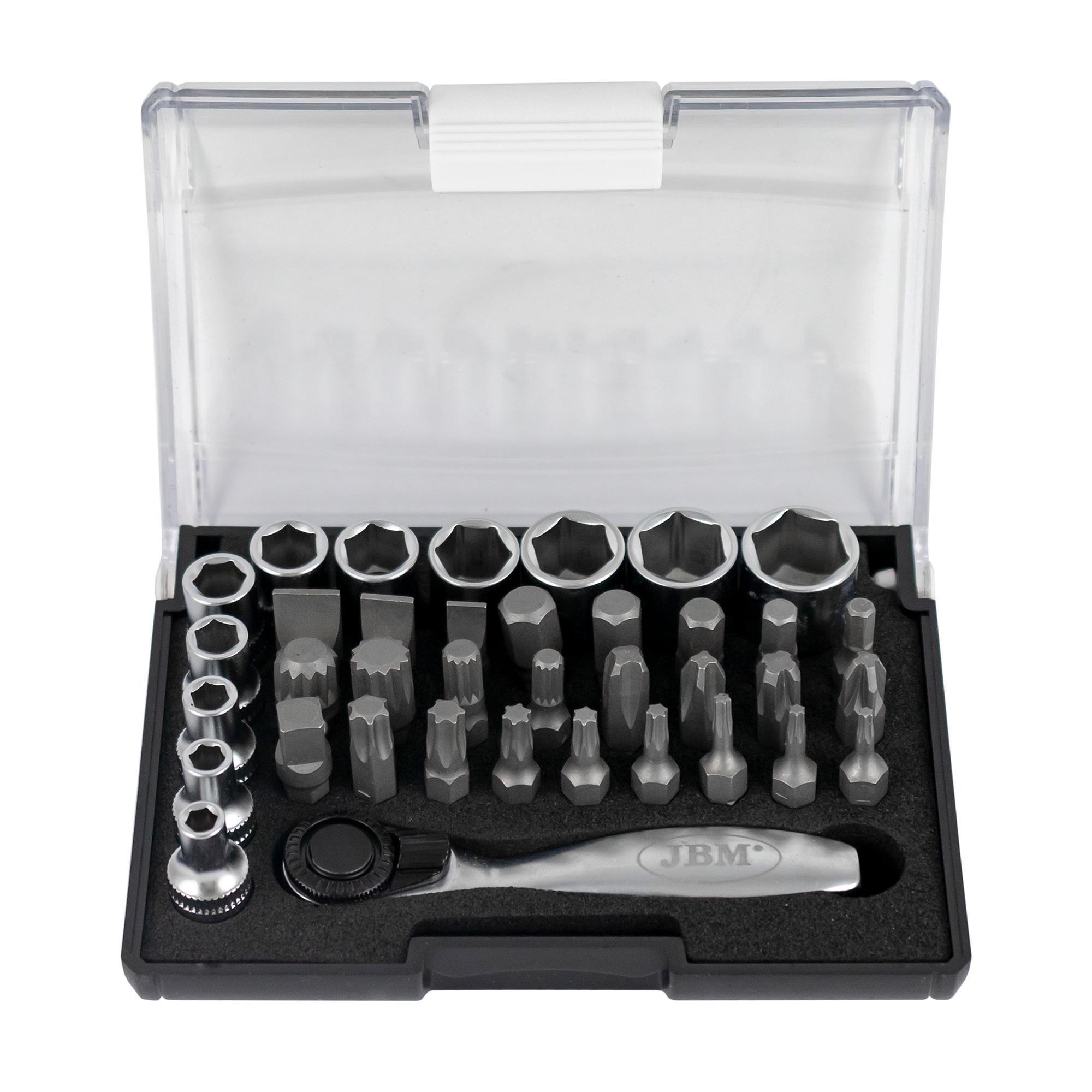 Set de 37 de piese cu cheie cu clichet telescopic de 1/4", JBM 52198