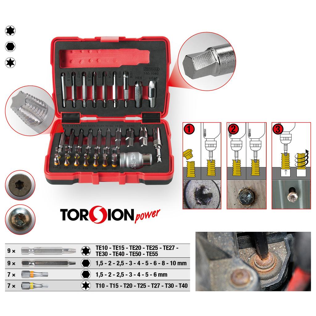 Set extractor șuruburi cu cap hexagonal, 1/4" și 10 mm, 34 de piese