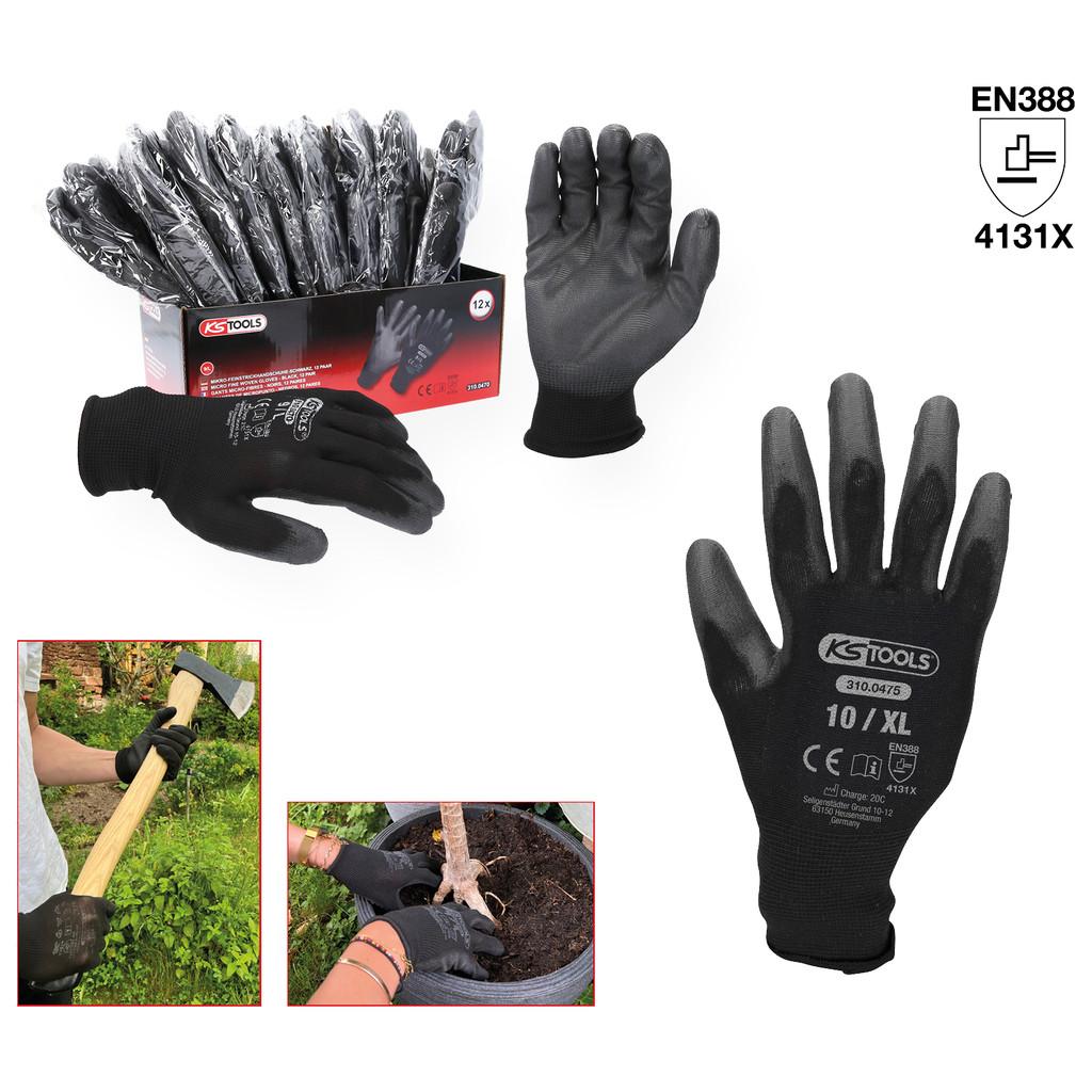 Mănuși Mikro din Tricot Fin, Culoare Neagră, Mărime 10, Set de 12 Perechi