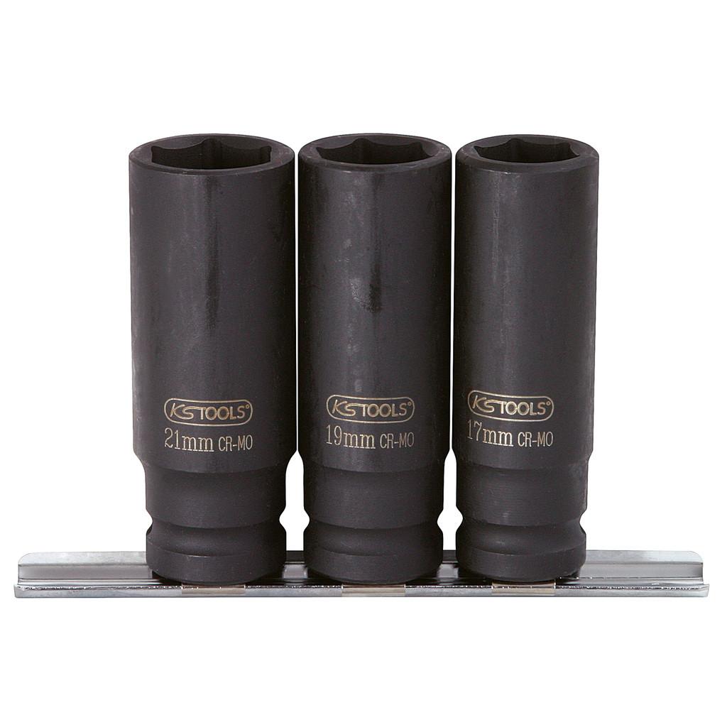 Set de chei tubulare de forță 1/2", hexagonale, prelungite, 3 piese