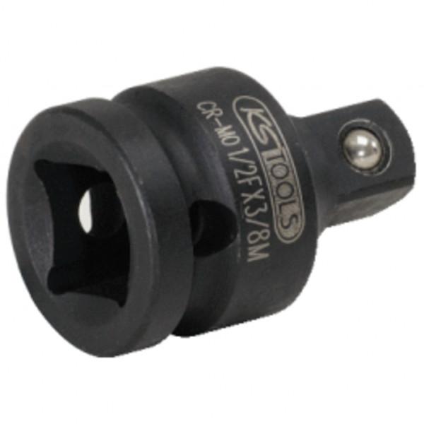 Adaptor reductor pentru cheie de impact KS TOOLS 515.1143, cu opritor sferic, antrenor pătrat de 1/2 x 3/8 inch, oțel crom-molibden
