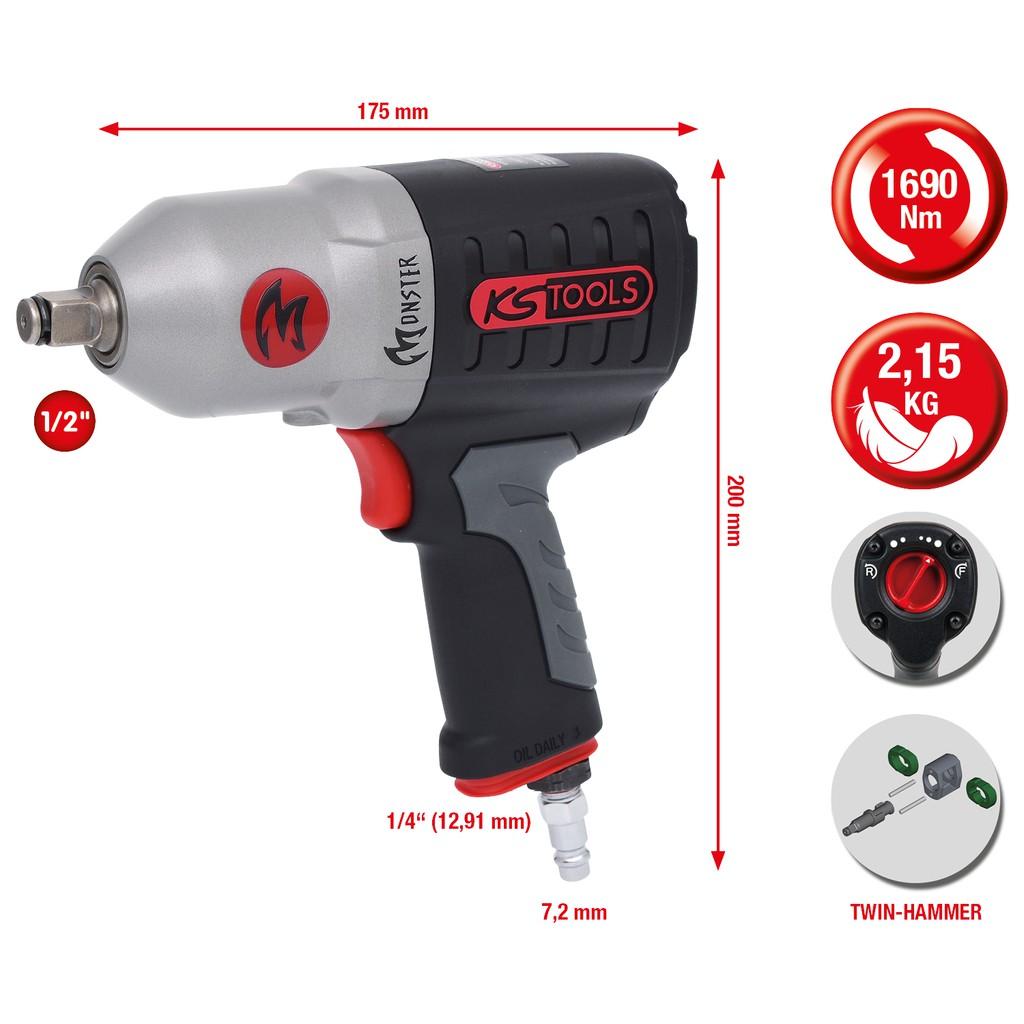 Șurubelniță pneumatică de impact MONSTER 1/2", 1690 Nm