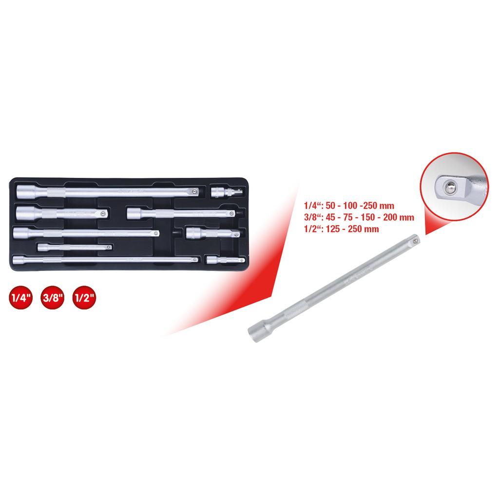 Set de prelungitoare 9 piese: 1/4", 3/8" și 1/2"