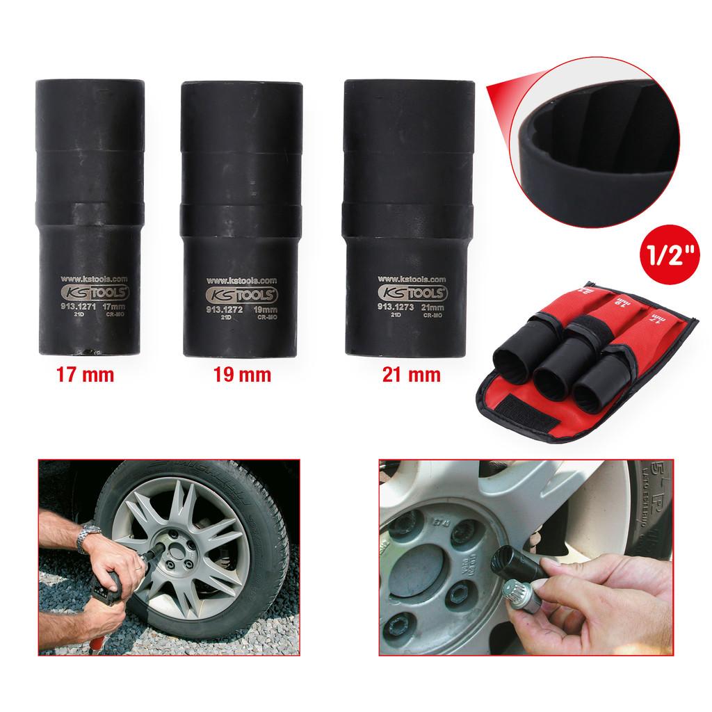 Set 3 Capete de Clichet de Forță, Profil Spiralat, 1/2", Dimensiuni 17-21mm