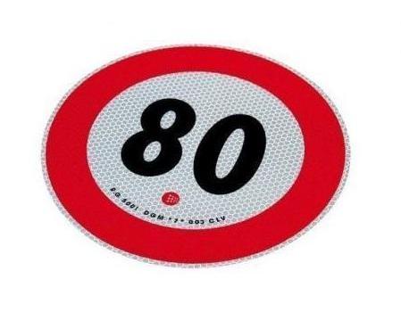 Autocolant Reflectorizant de Limitare a Vitezei la 80 km/h, Diametru 22 cm, Lampa LAMRA5080M