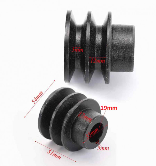 Dubla fulie motor generator, motopompă, motocultor 5-7CP (ax 19 mm, diametru 54 mm)