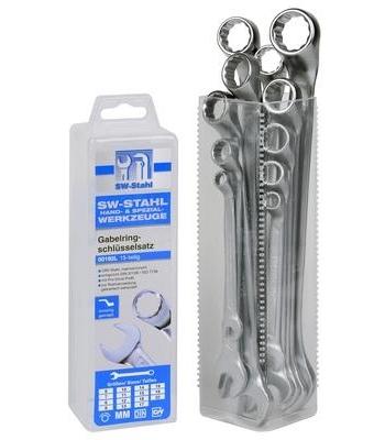 Set de 15 chei combinate SW-Stahl PRO DRIVE SW00192L, cu cap inelar și fix, dimensiuni 6-22 mm, oțel crom vanadiu, finisaj cromat mat